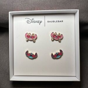 Disney BaubleBar Stitch & Angel Valentines Day Earrings Set Pink Hearts